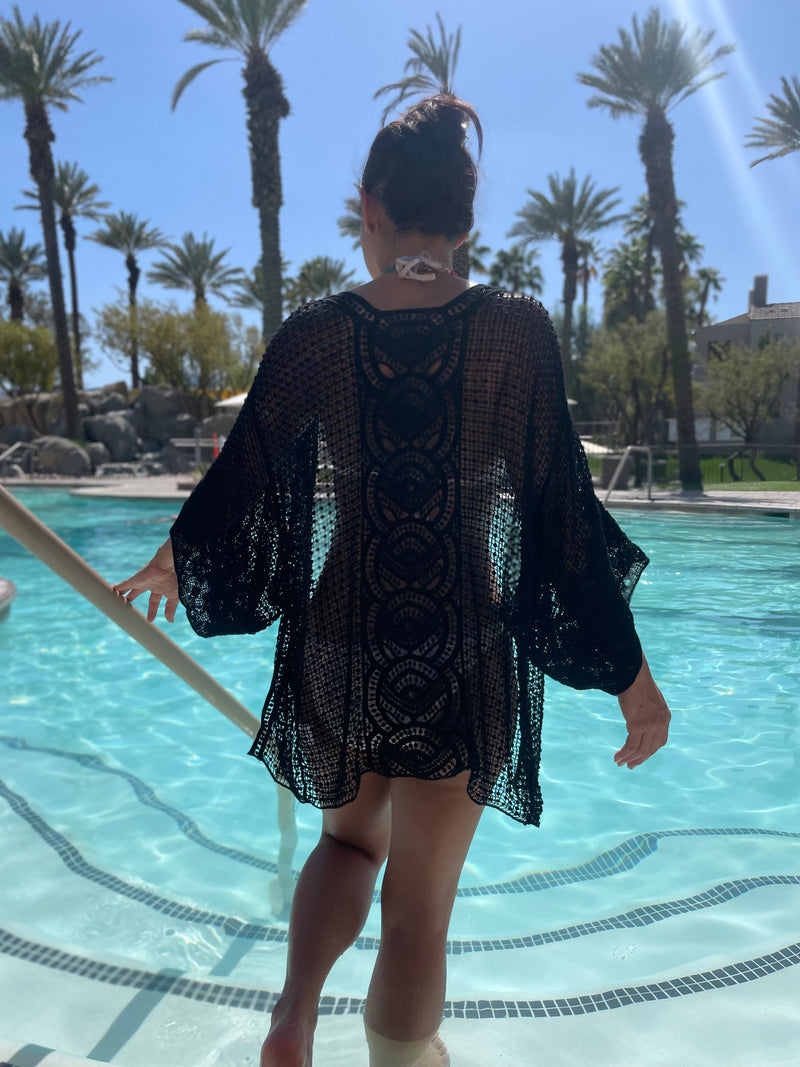 Joshua Crochet Coverup / Cardigan (Black)