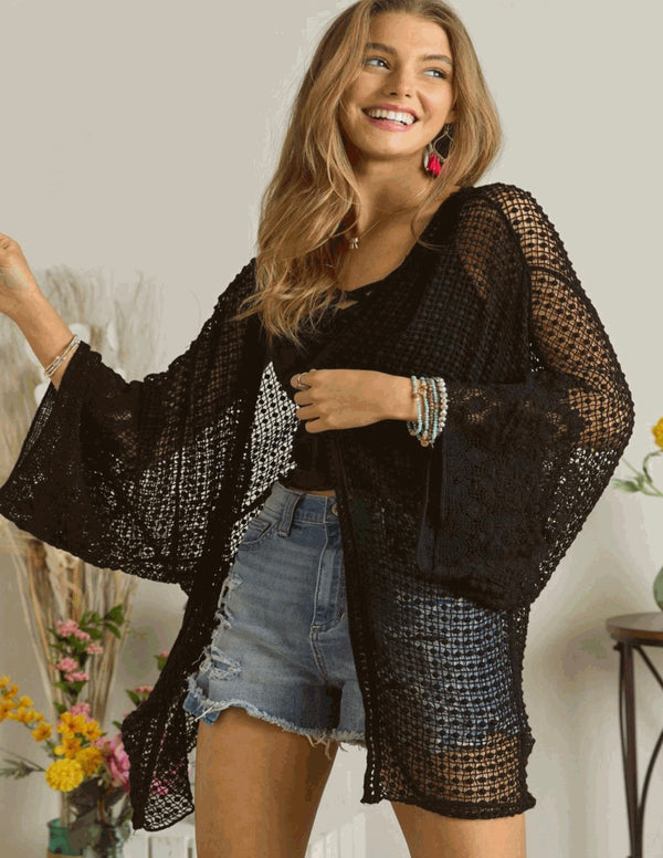 Joshua Crochet Coverup / Cardigan (Black)