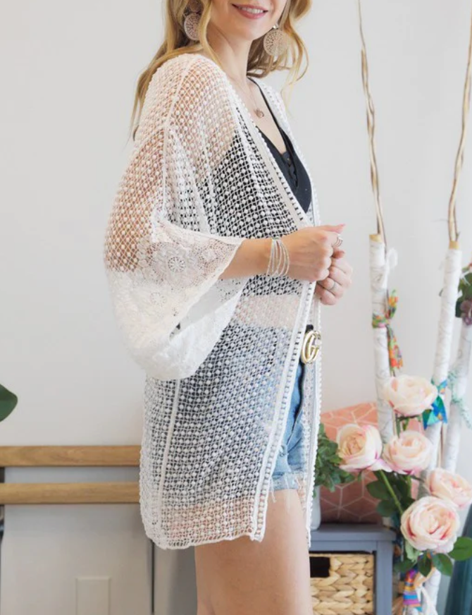 Joshua Crochet Coverup / Cardigan (White)